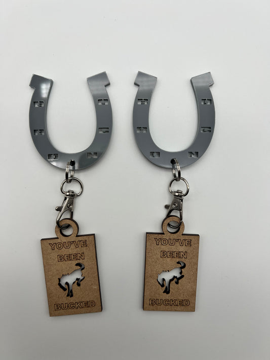 10 Pack Buck Buck Bronco Horseshoe Keychains