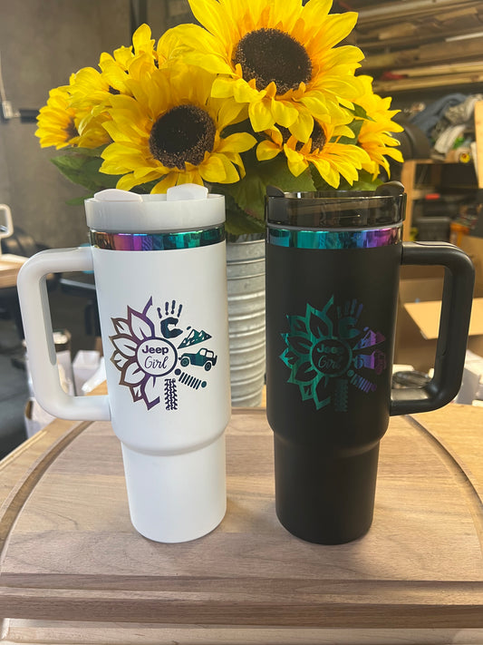 Jeep Handled 30oz Metallic Rainbow Tumblers