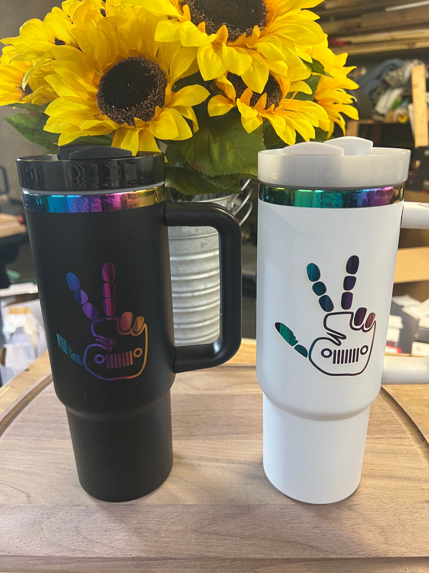 Jeep Handled 30oz Metallic Rainbow Tumblers