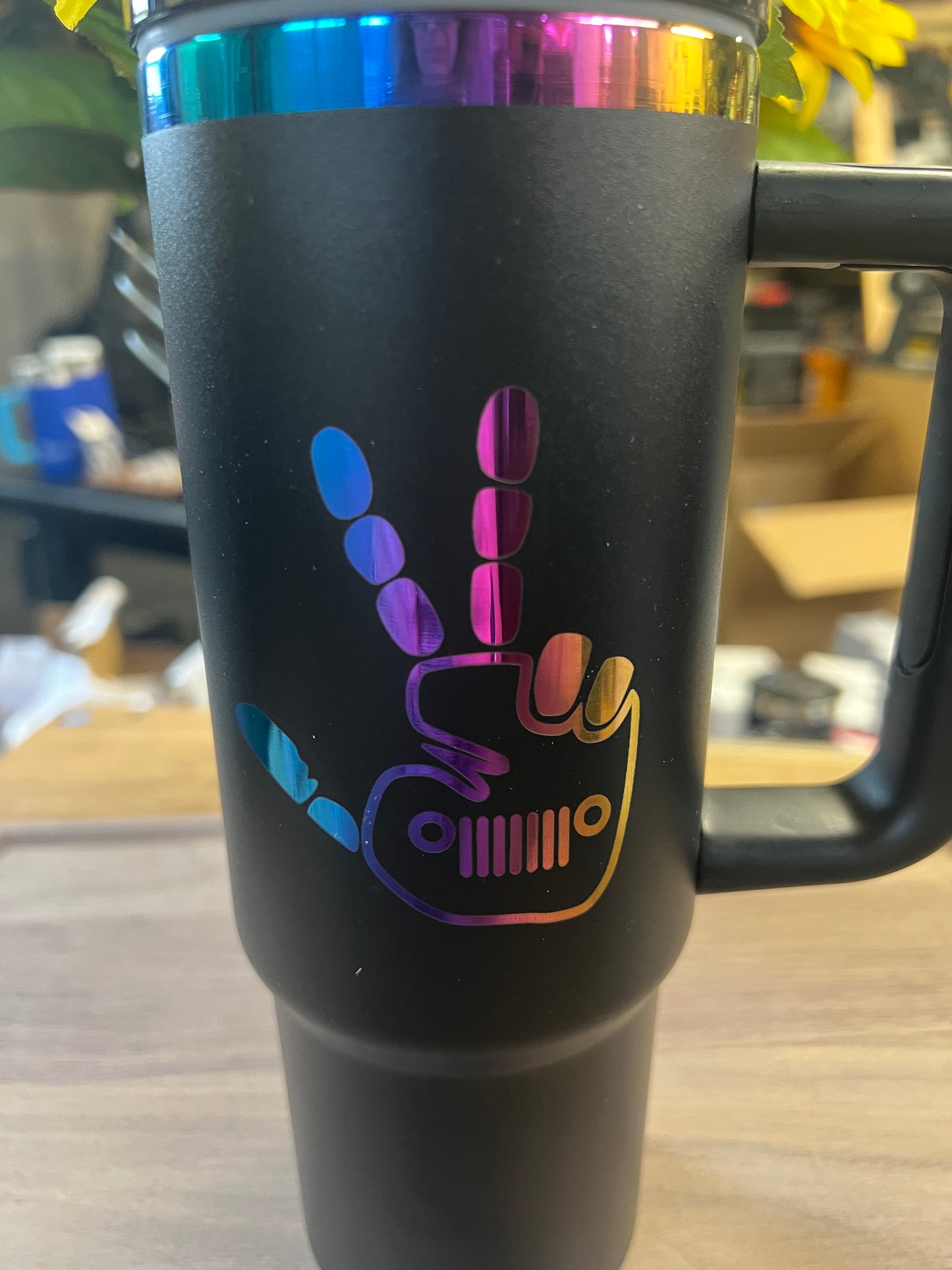 Jeep Handled 30oz Metallic Rainbow Tumblers