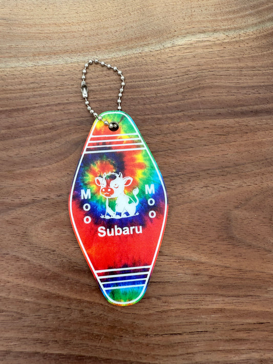 Moo Moo Subaru Motel Keychain